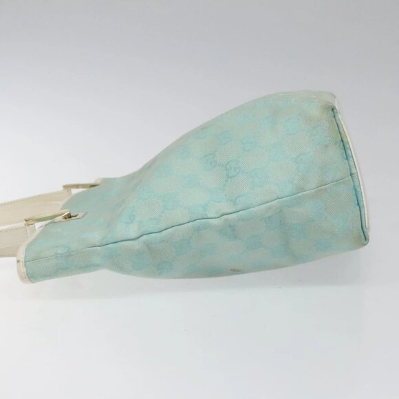 GUCCI GG Canvas Tote Bag Light Blue Gold 002 1099 Auth 113505 - Picture 7 of 16